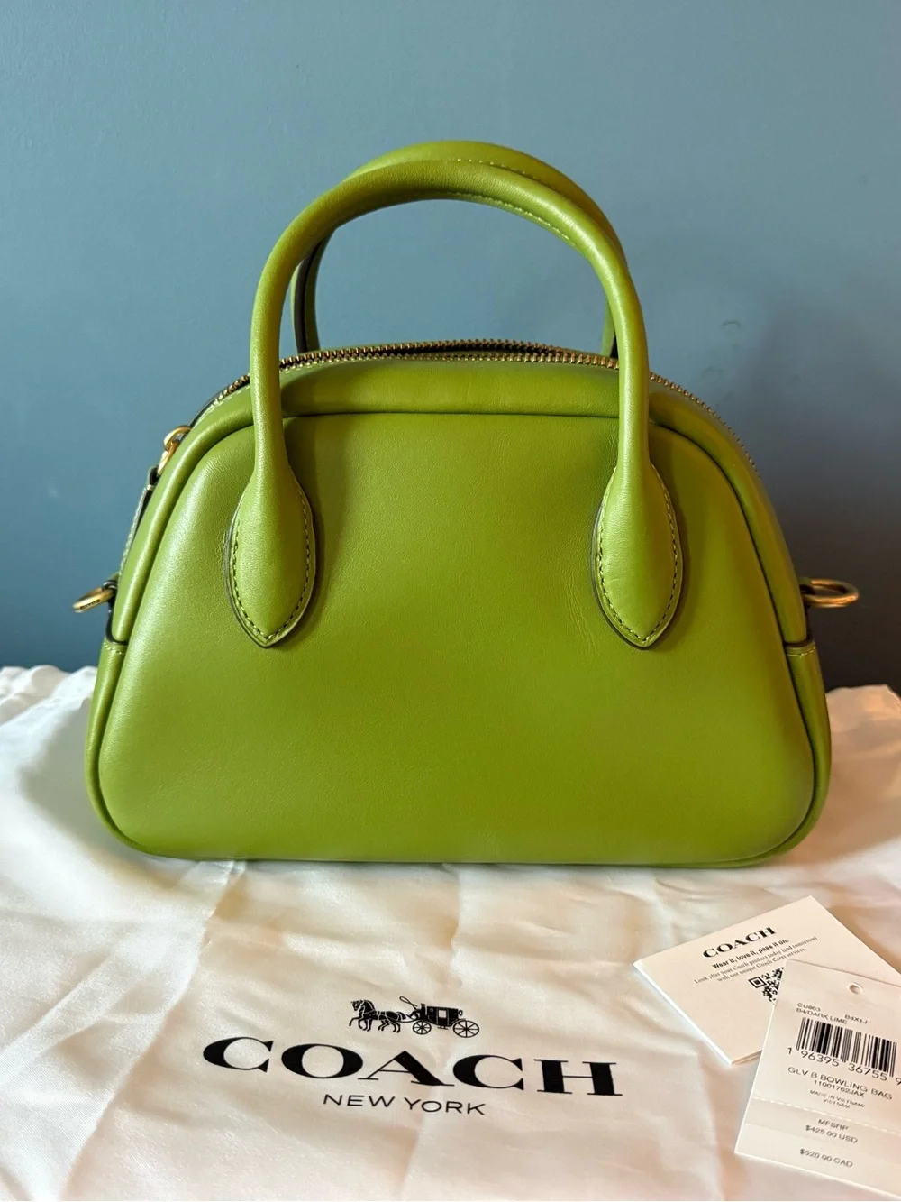 Coach Borough Bowling Bag in Dark Lime - Picture 6 of 9